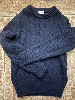 Crewcuts Navy Blue Cable-Knit Crewneck Sweater